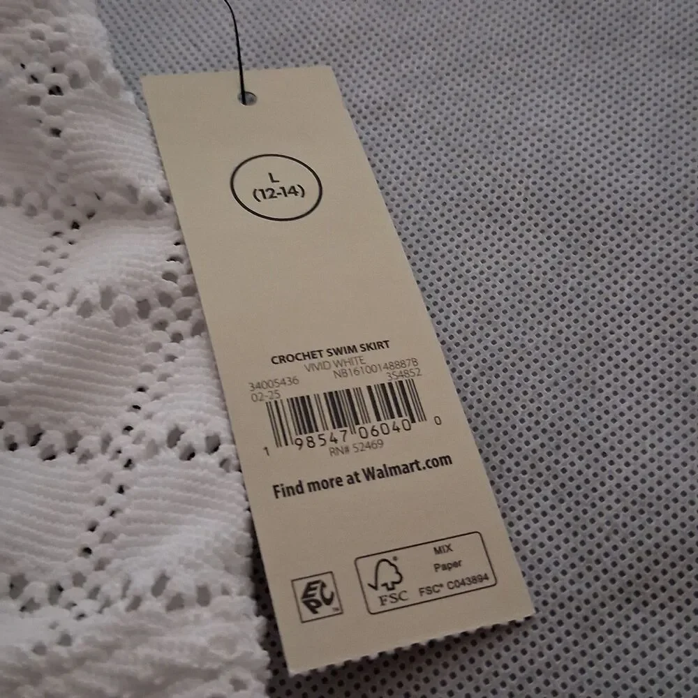 No Boundaries Bikini Swim Skirt Cover Up Womens Large White Eyelet New With Tags